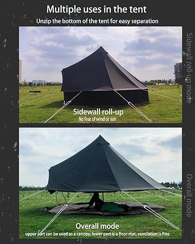 Miniatura 4 de Kanggogo Tienda de campaña de lona Yurta con gato de estufa con cremallera para piso extraíble para Glamping Truck Car Camping, tienda de campaña de