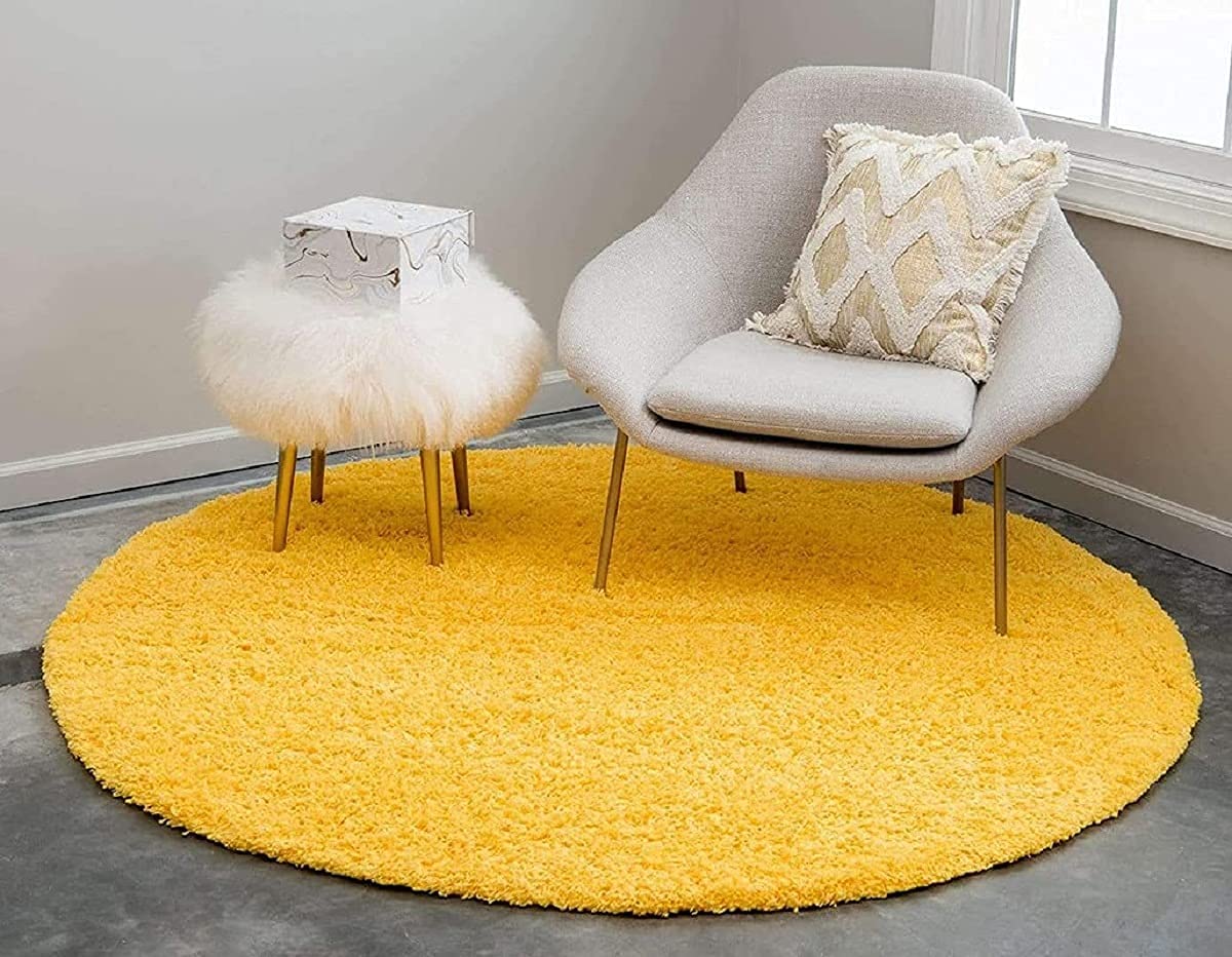 FIASCO Soft Fluffy Shag Area Rugs for Living Room, Shaggy Floor Carpet for Bedroom, Girls Carpets Kids Home Decor Rugs, Cute Luxury Non-Slip(4X4 Feet, Yellow) (B0D3HW52FT) Amazon Price History, Amazon Price Tracker