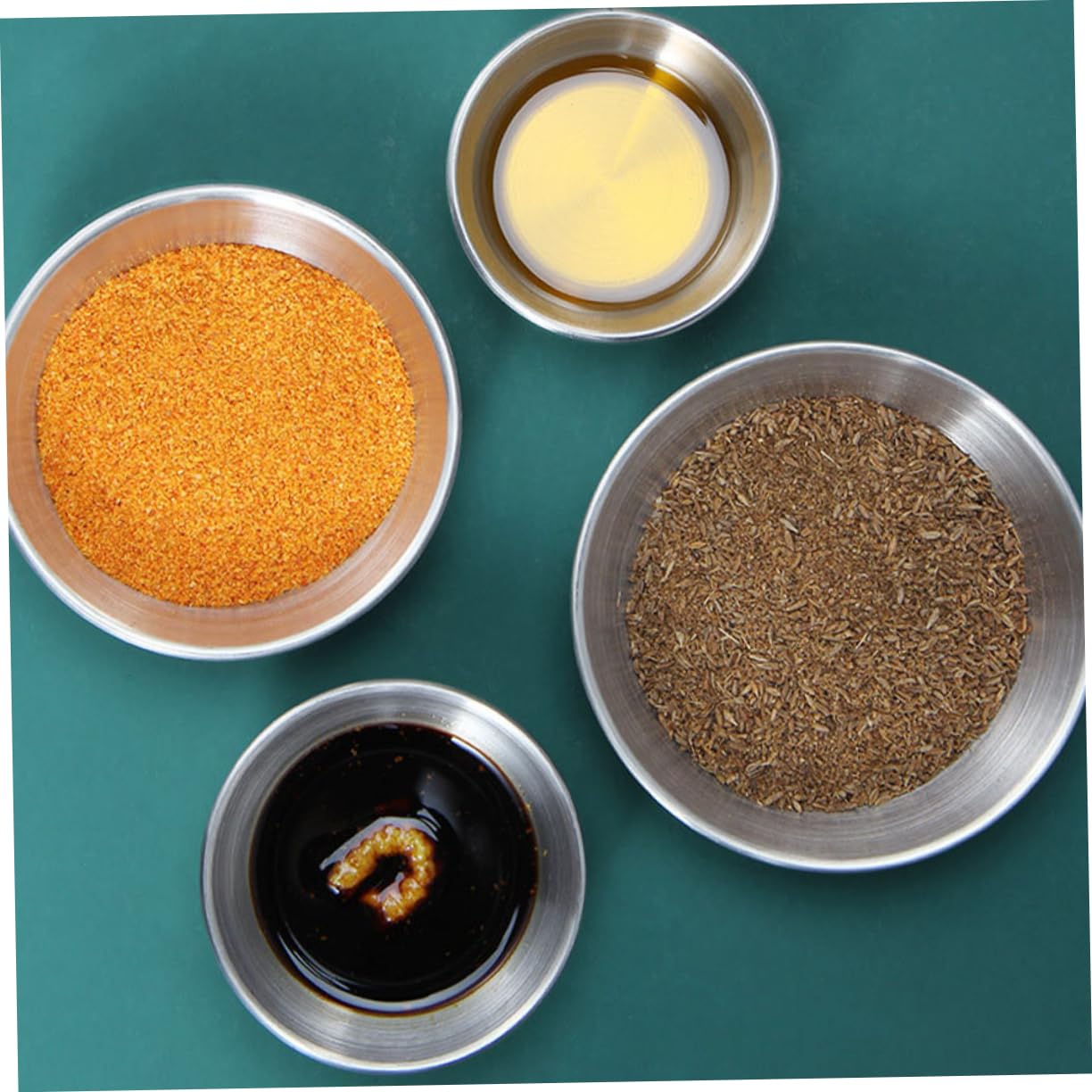 HOLIDYOYO 4 Pcs Dish Appetizer Plates Dipping Cups Portion Cups Relish Plate Condiment Bowl Mini Plates Flavor Seasoning Plate Soy Sauce Plate Appetizer Serving Tray Stainless Steel Silver