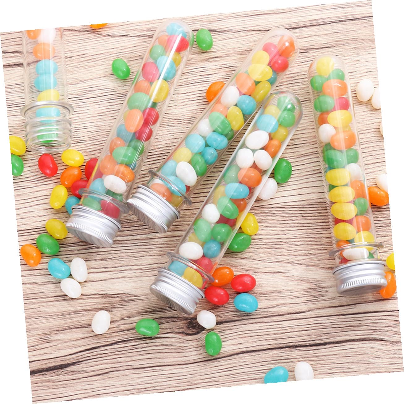 FRCOLOR 50piezas Botella de Tubo de Ensayo Transparente Tubos de Almacenamiento de Pet para Baño y Dulces