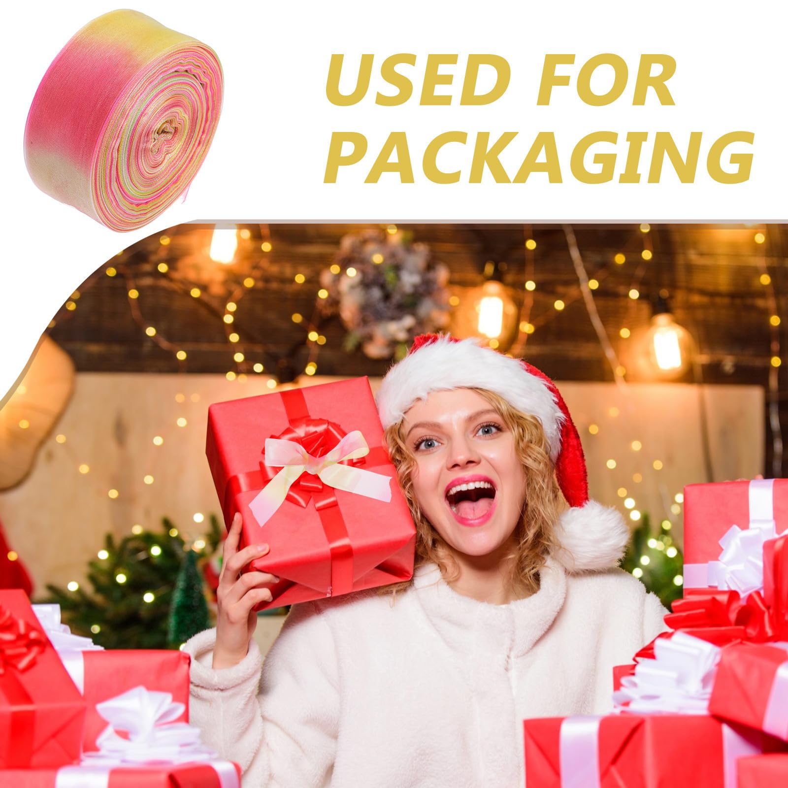 3,6cm Breites Schimmerndes Chiffonseidenband mit Farbverlauf 45m Lang Leicht Formbar Luxuriöses Geschenk und Dekoband für Bastelarbeiten und Geschenkverpackungen
