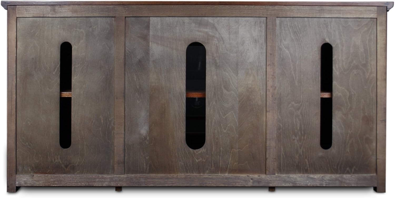 Leick Home 82350 Solid Wood Mission Oak Three Door TV Stand For 55" TVs Universal TV Console Living Room Storage Shelves Entertainment Center, Mission Oak