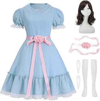 Adult Grady Creepy Twins Costume for Women Dress with Wig Socks
