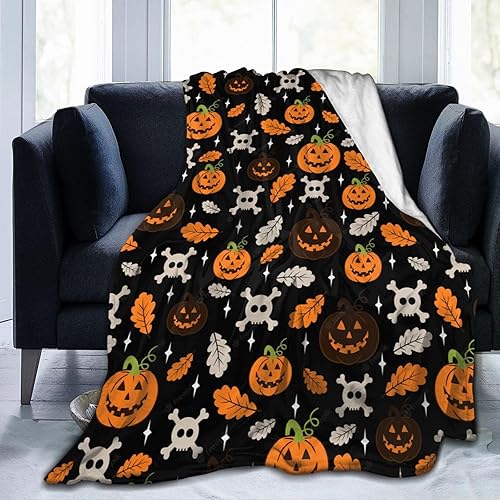 Manta de microforro polar ultrasuave para Halloween, ligera, mullida y cálida, manta de franela de Halloween para sofá, cama, sala de estar, 50 x 40