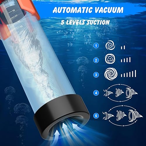 Miniatura 2 de Bomba de pene eléctrica para hombres, juguetes sexuales - Bombas y ampliadores al vacío masturbador masculino con 5 modos de succión e impermeable,