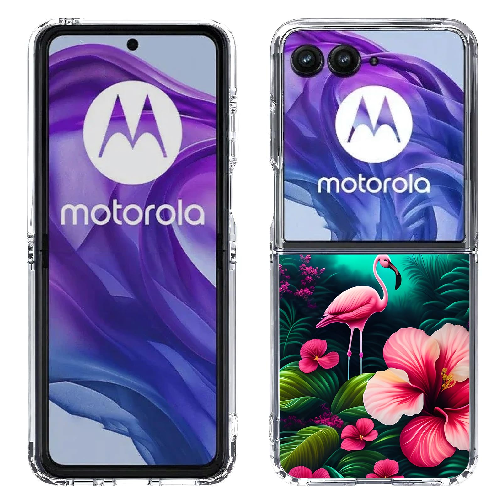 Bcov Case for Motorola Razr Plus 2024,Pink Flamingo Flowers Bird Anti-Scratch Solid Hard case Protective Shookproof Phone Cover for Motorola Razr Plus