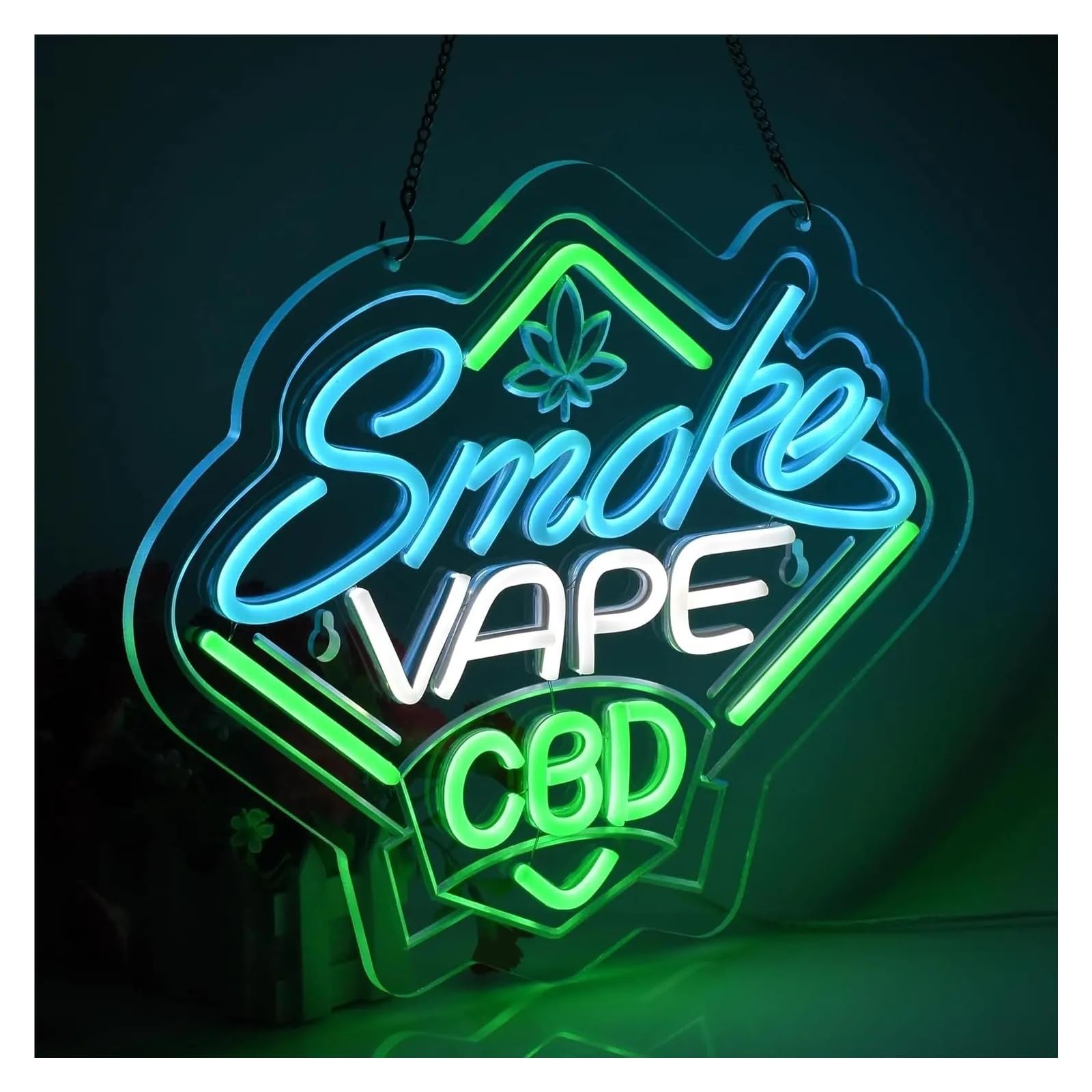 néon signe Panneau Néon"Smoke And Vape Shop"USB, Lumière LED À Intensité Variable, Pour Pub, Bar, Décoration De Vente Au Détail 38X29.5cm
