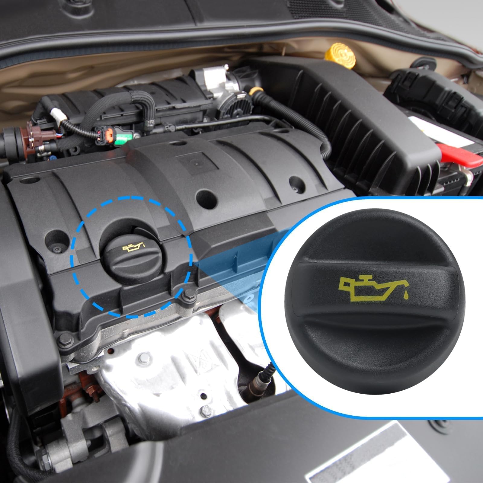 Bouchon De Remplissage D’Huile Moteur 9670015080/9675477380 – Compatible Peugeot 207 208 301 308 508 2008 3008 5008 C2 C3 C4