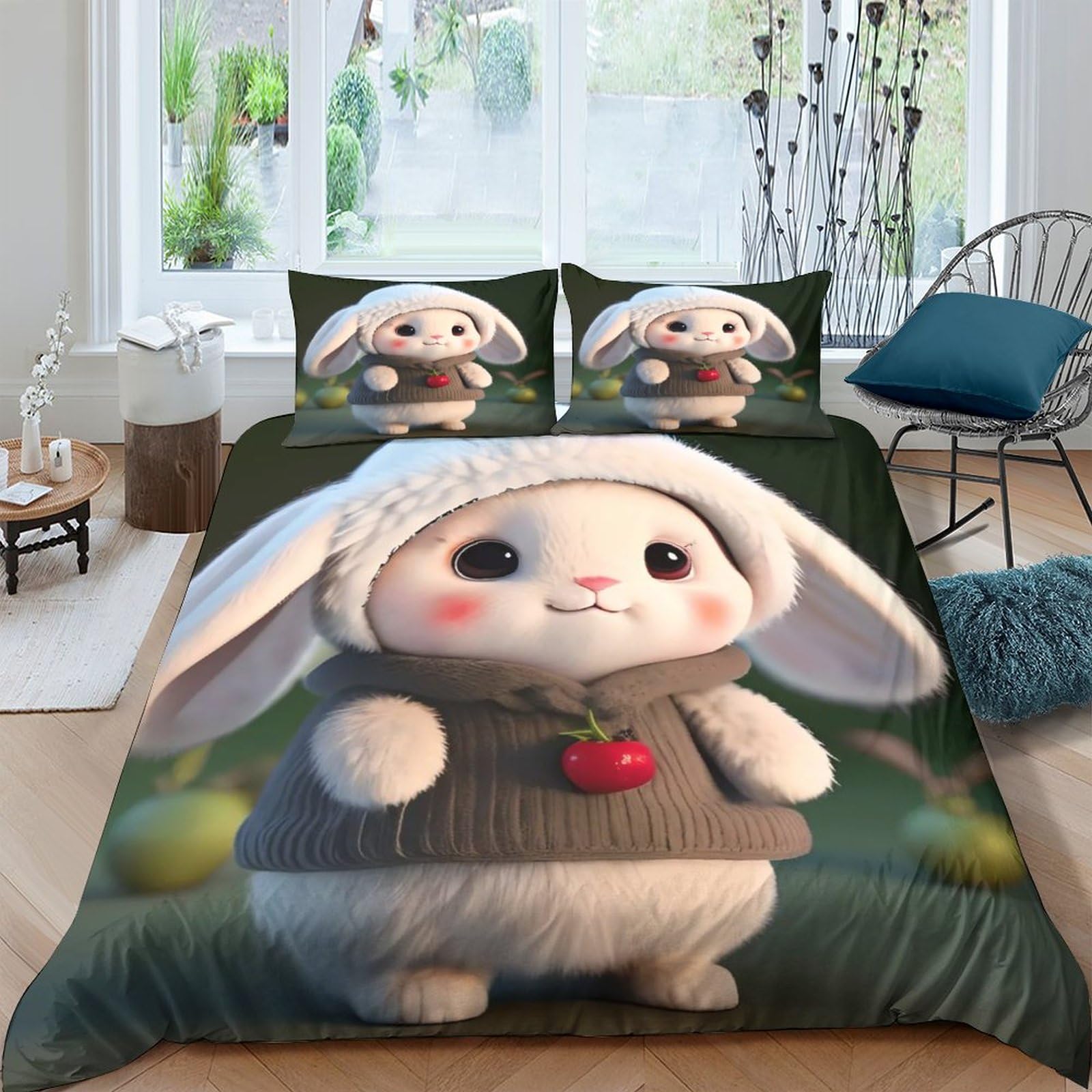 Housse de couette 200x200cm avec taie d'oreiller double pour lit enfant et garçon