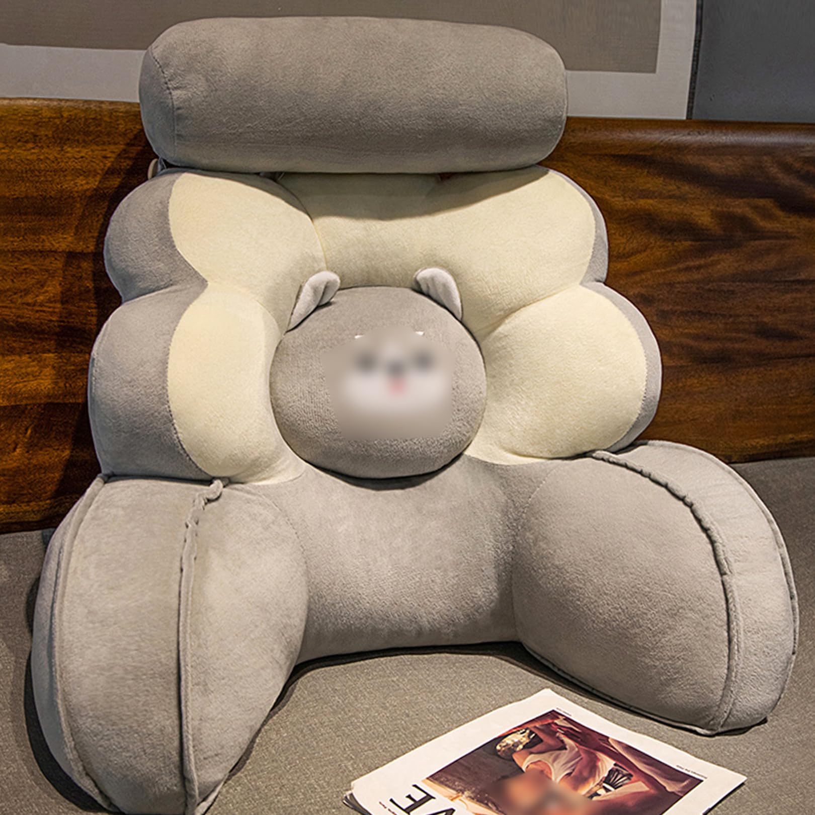 Yajimsa Cuscino da Lettura - Comodo Cuscino da Lettura per Letto con Braccia E Cuscino Cervicale Rimovibile | per Giocare, Leggere, Guardare La TV, Cuscini di Supporto Lombare
