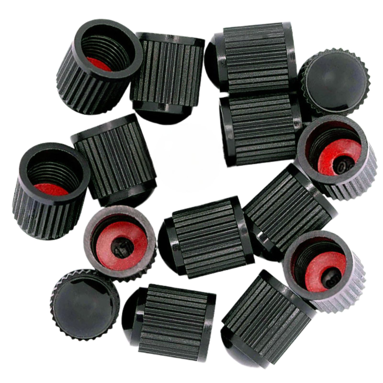 Pack de 15 Tapones de Neumáticos con Anillo sellador para la presión - Tapones de Válvula para Rueda de Coche y Moto, Tapón de Ruedas