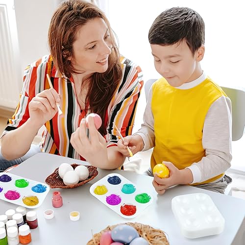 Miniatura 6 de Paquete de 60 bandejas de pintura de arte blanco de 6 pozos rectangulares para acuarela, bandeja de pintura para estudiantes y adultos, pintura,