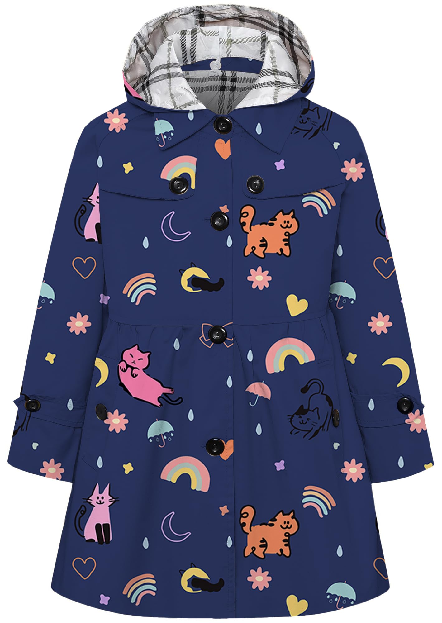 Betusline Girl's Single Breasted Trench Coat Hooded Dress Coat Outerwear