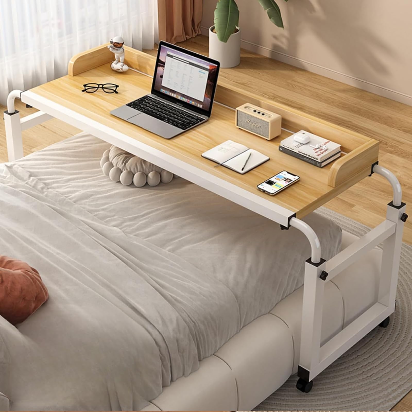 Tavolino da Letto, Tavolo da Lavoro, Tavolo per Computer Portatile, Tavolo da Divano, Altezza Regolabile 65-95 cm, per Ufficio, Lavoro da casa, postazione di Lavoro in Classe, Ideale per lav
