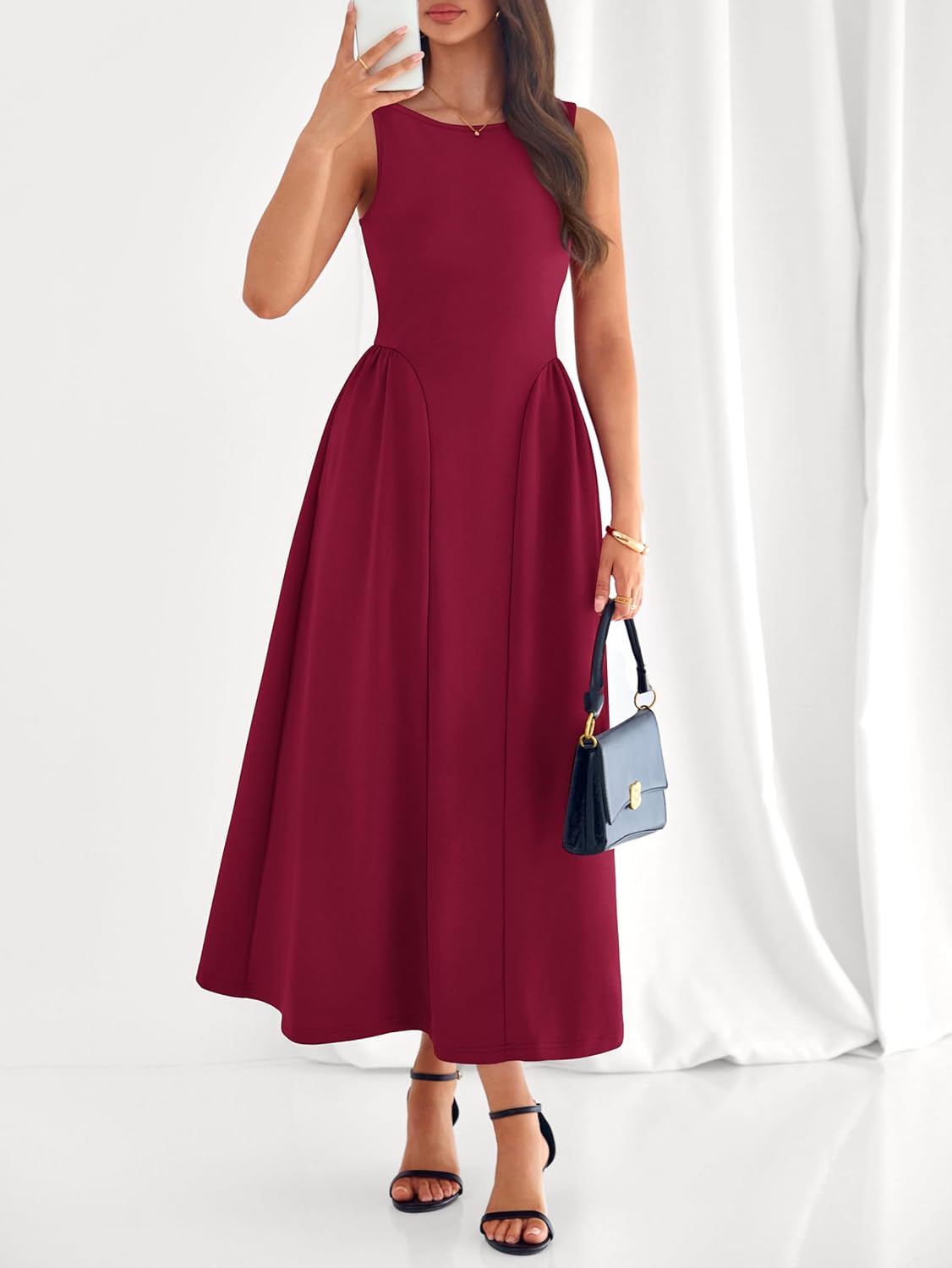 PRETTYGARDEN Summer Sleeveless Maxi Dresses for Women 2026 Elegant Classy A Line Tank Formal Midi Long Wedding Guest Dress - Image 3