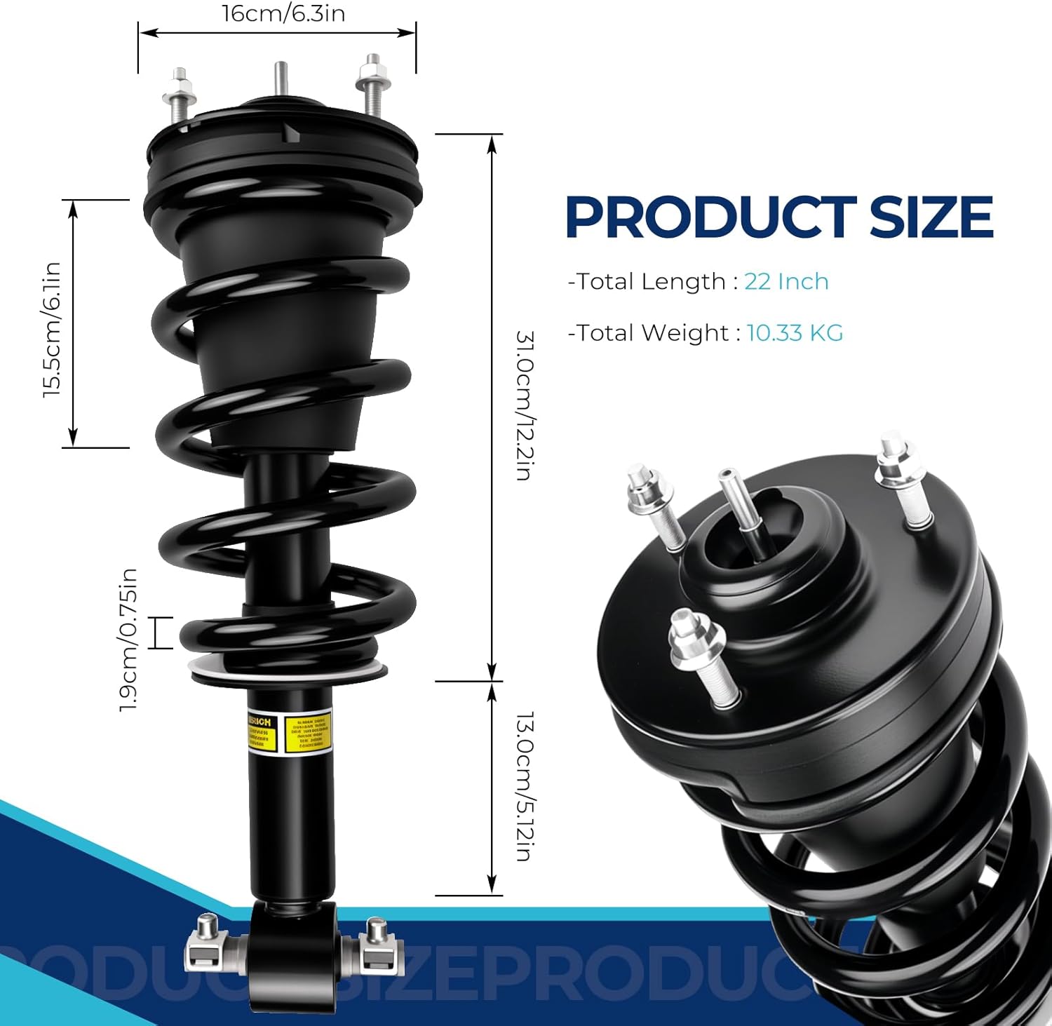 Pair Front Magnetic Shock Absorber Strut Assembly With Electric Suspension Compatible with Cadillac Escalade Chevy Suburban Tahoe GMC Yukon XL Sierra 1500 2007-2014 Replace For 580-435