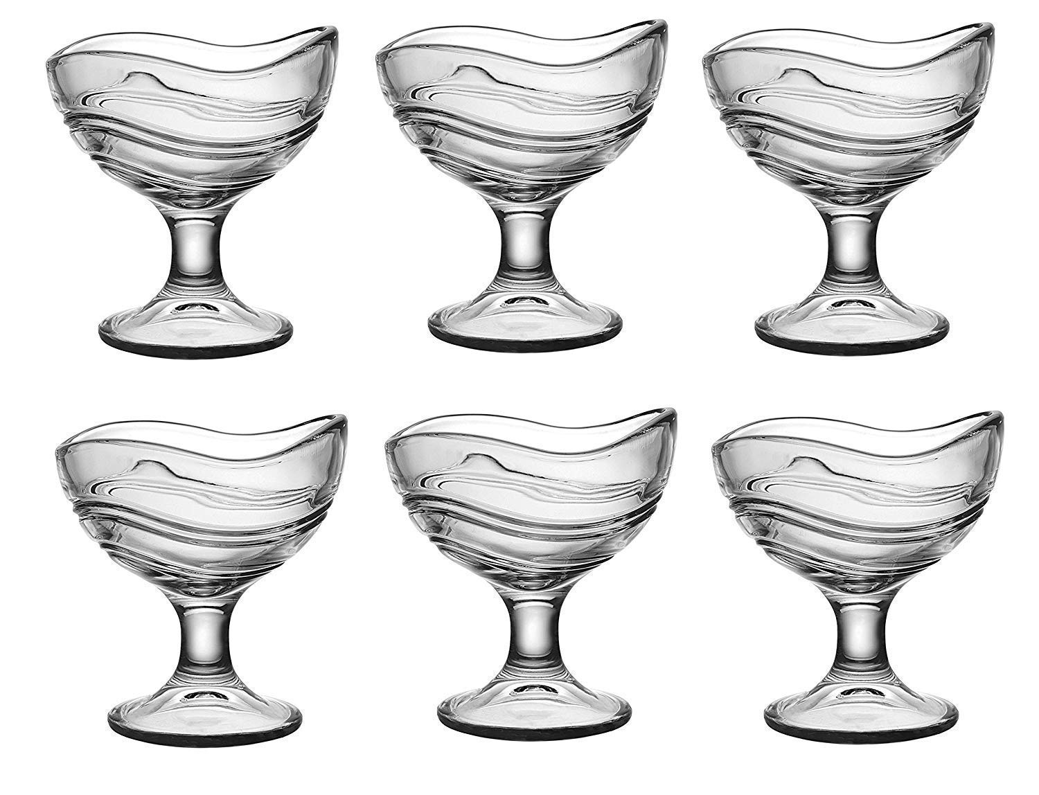 CALIST Crystal Serving Dessert Bowl Ice Cream Salad Fruit Bowl 150 ml Set of (6)