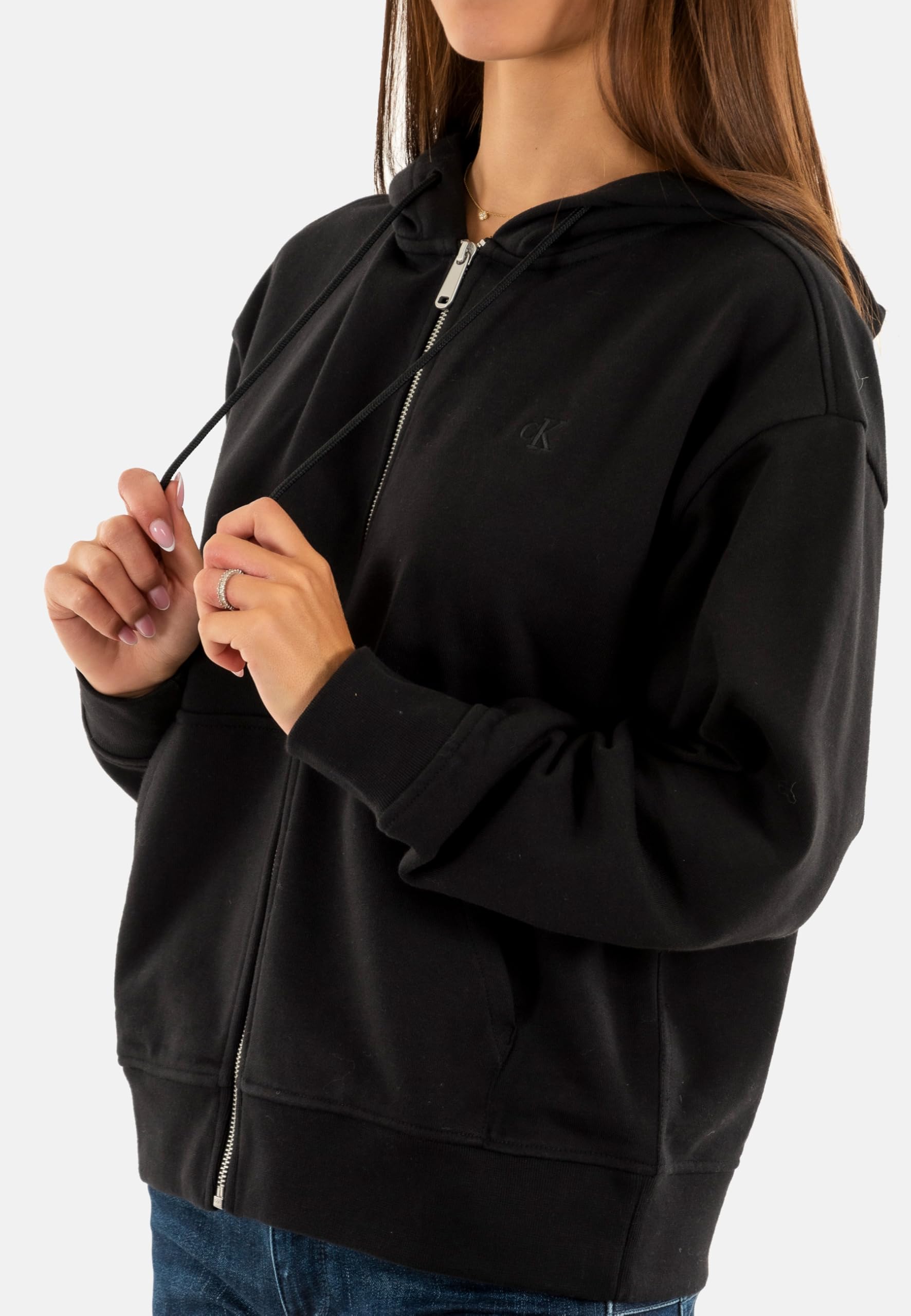 Calvin Klein Sudadera con Cremallera Mujer Archive Logo French Terry con Capucha