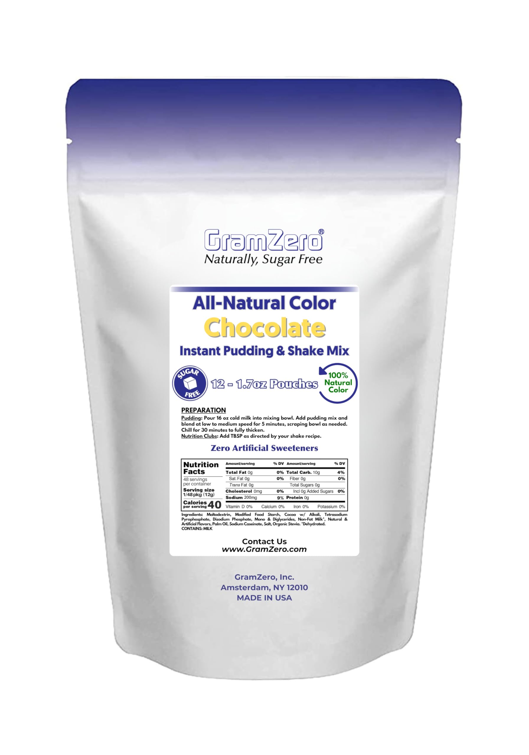 Amazon.com : GramZero Natural Color CHOCOLATE Sugar Free Pudding
