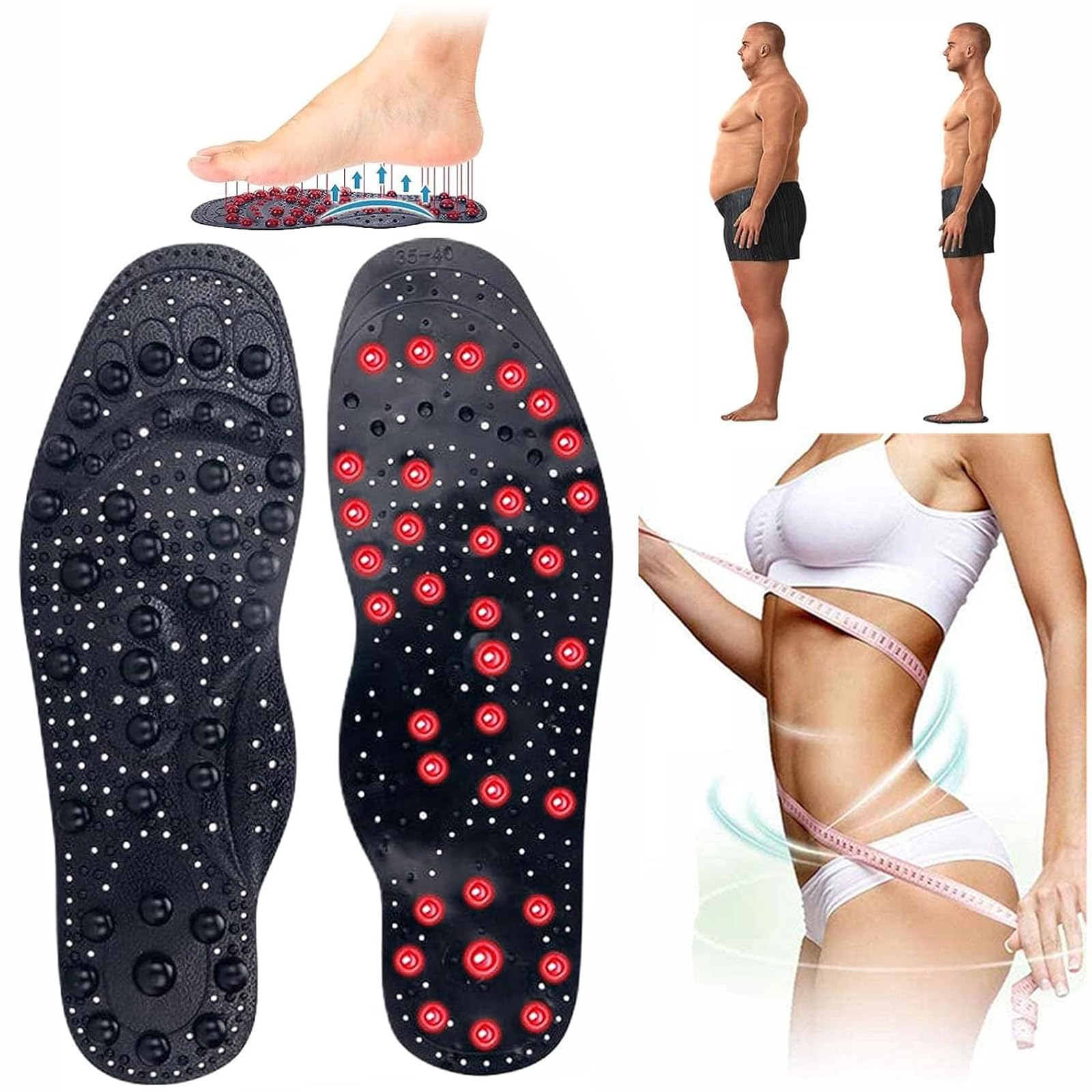Magnetic Therapy Massage Insoles Acupressure Insoles Pressure Point Reflexology Insole Therapy Acupuncture Insole Magnetic Slimming Shoe Comfort Soft