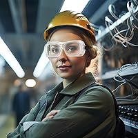 Vista 7 de 100 pares de gafas de seguridad antivaho protectoras transparentes sobre los anteojos, protección ocular antiarañazos, antipolvo, gafas ligeras