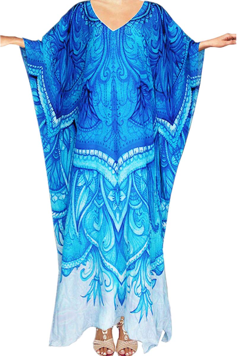 L-Peach Women's Summer Long Beach Dress Kimono Maxi Kaftan Cover ups