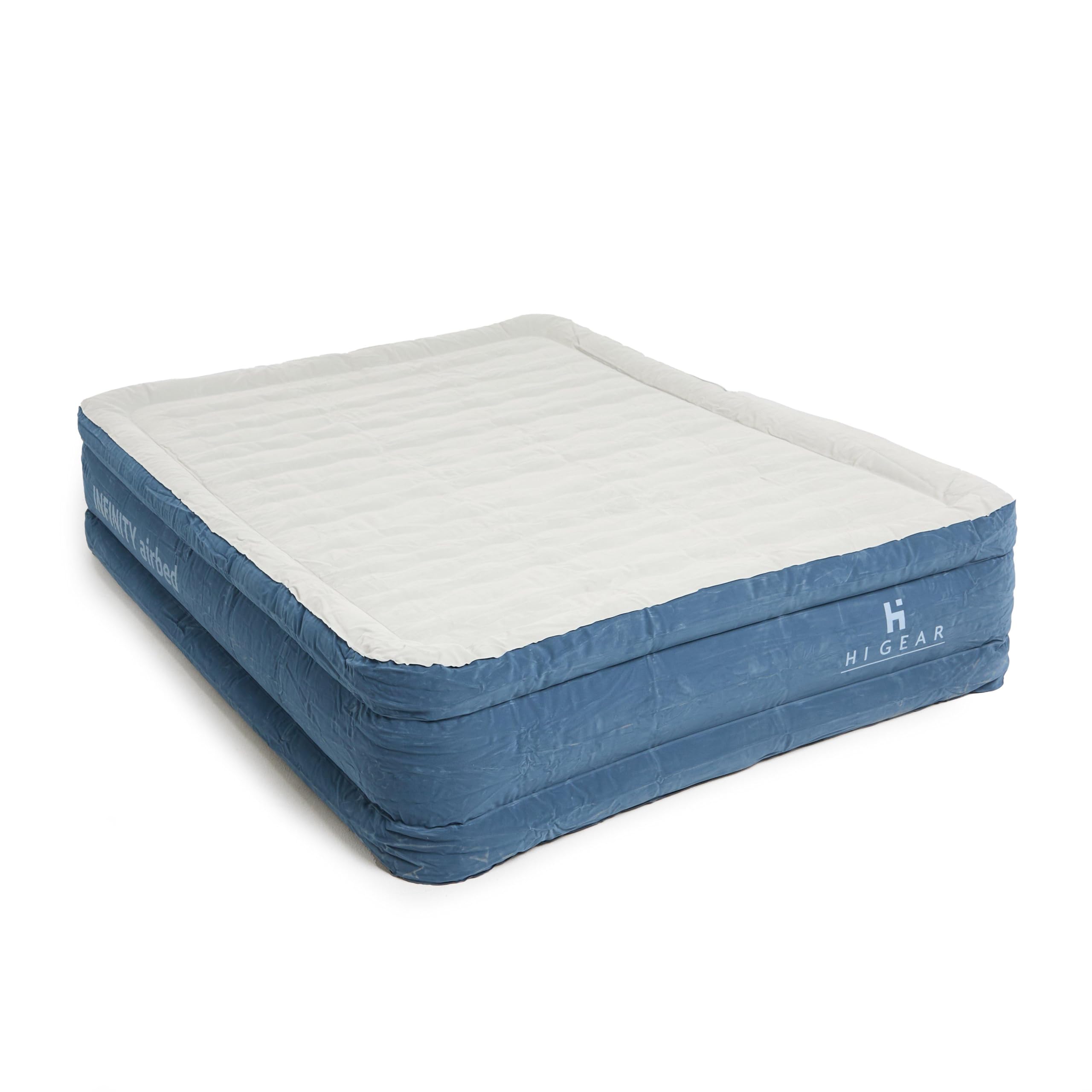 Hi-Gear King Sized Infinity Airbed with Built in 240V Pump & USB Port for Adults & Kids, Raised Height, Comfortable Inflatable Mattress, Ideal for Camping or Guests at Home, Carry Bag, Blue