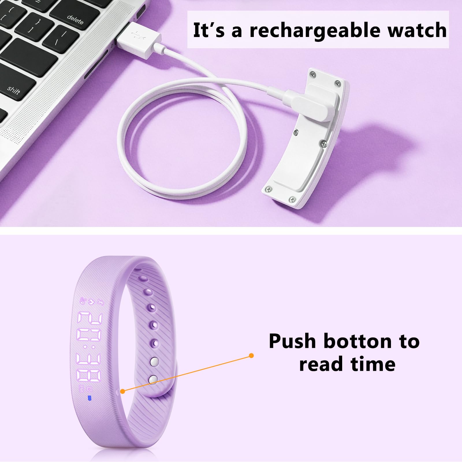 Timever Montre Digitale Enfant avec Chronomètre, Eclairage, 3 Alarme, Date,Podomètres Marche Non Connecté-Montres Sport pour Fille Garcon avec Bracelet en Silicone