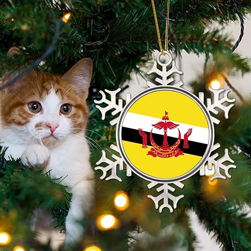 Miniatura 10 de Adornos de Navidad de Brasil para árbol bandera de Brasil copo de nieve adornos de metal colgantes para árbol de Navidad bandera nacional recuerdo