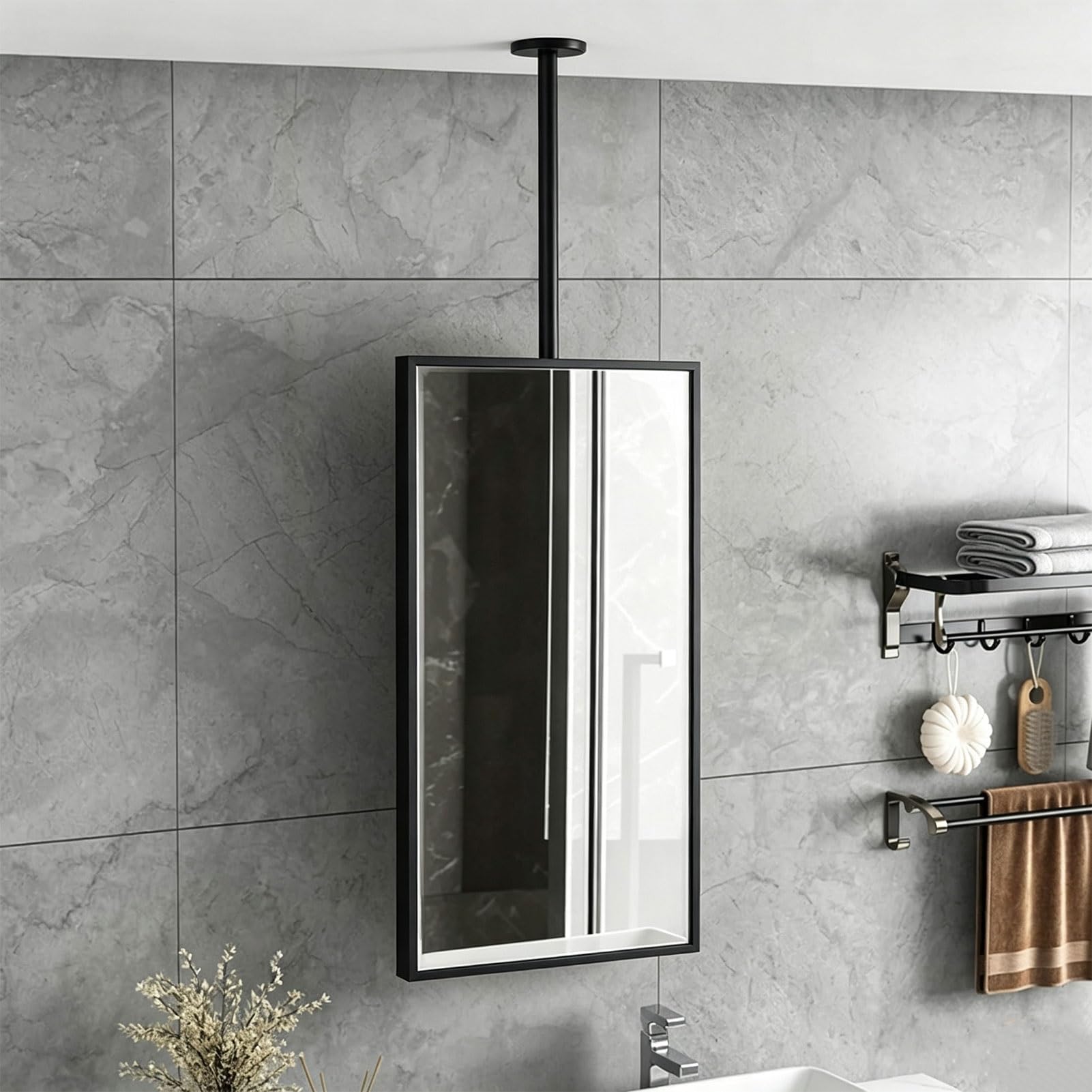 Luyckfrazy Specchio cosmetico da bagno montato a soffitto personalizzabile