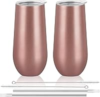 Vista 25 de Lifecapido Paquete de 6 Vasos de Champán Sin Tallo, 355ml Copas de Champán Aisladas, Vaso de Champán de Acero Inoxidable Sin Tallo, Vaso de Champán