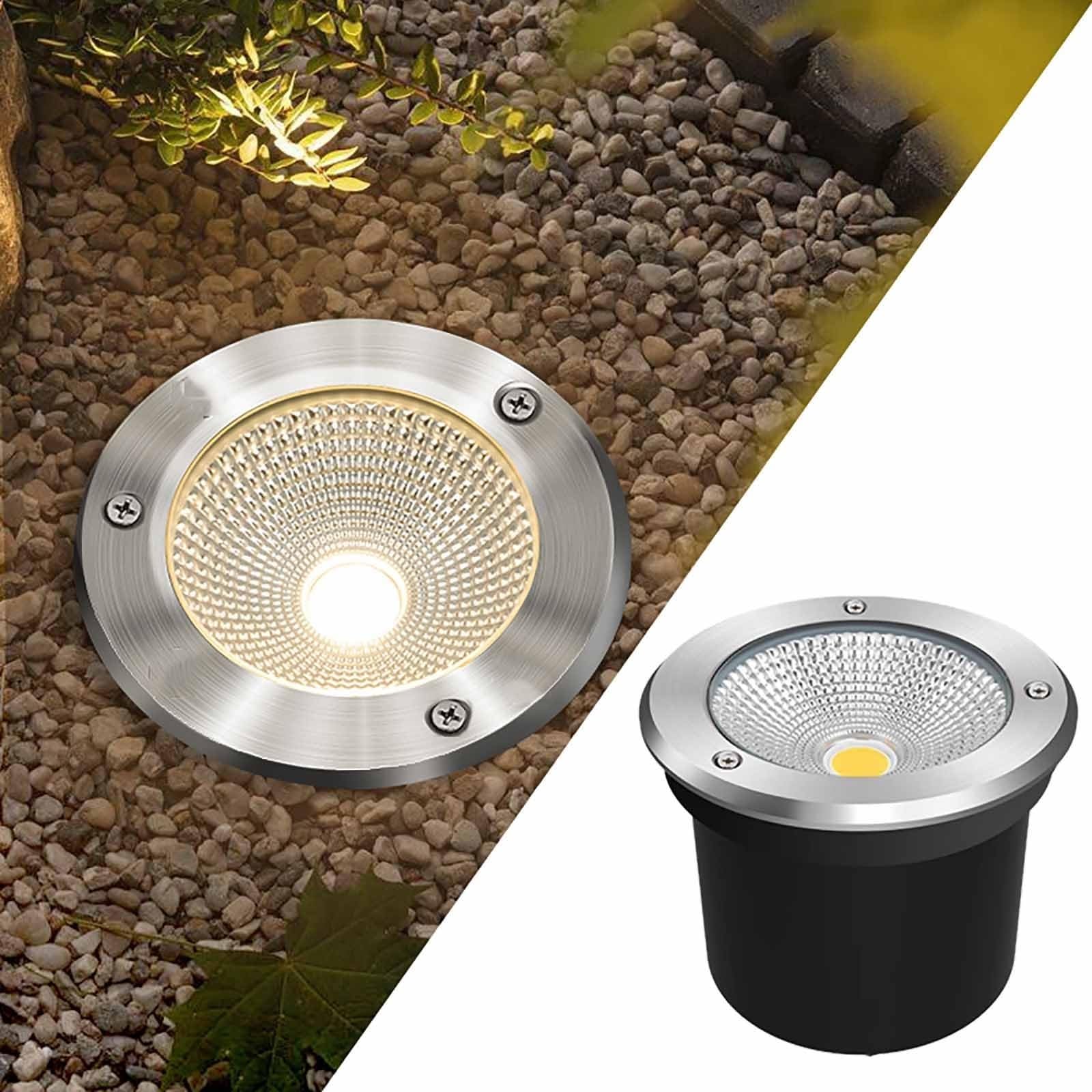 THEGA Recessed Ground Spotlight - Outdoor Recessed Spot Light, IP67 Waterproof Landscape Lights, AC85-265V Round Embedded In Ground Light Floor Lamp, Outdoor Floor Lamp(12W)