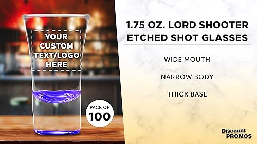 Miniatura 3 de Lord Shooter - Vasos de chupito grabados personalizados de 2 onzas, paquete de 100, texto personalizado, logotipo, fiesta de cumpleaños 21,