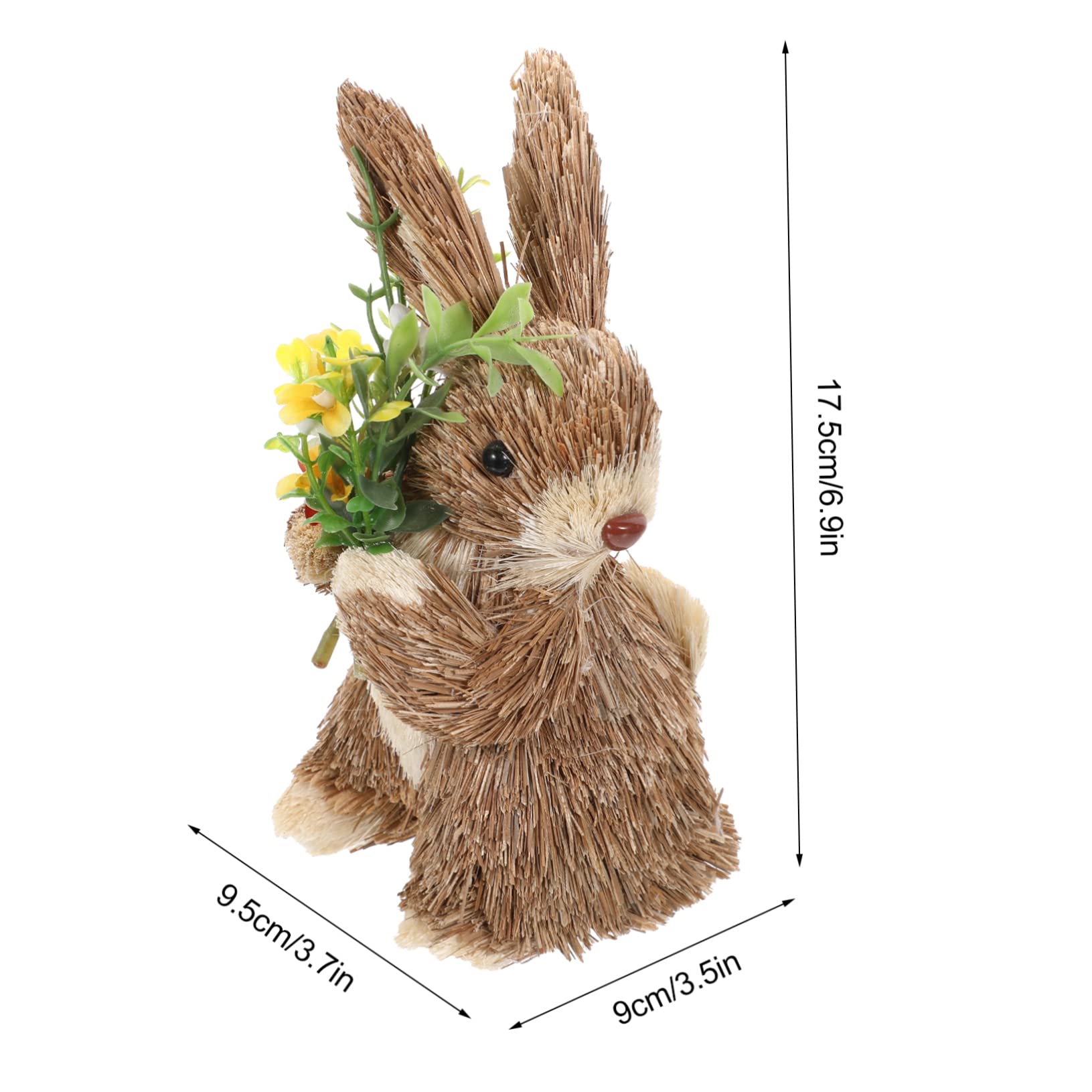 HOLIDYOYO Handmade Straw Rabbit Bunny Ornament Natural Straw Rabbit Figurine Home Decor for Desktop