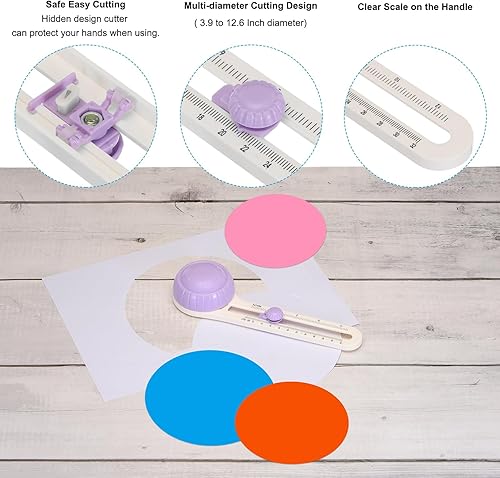 Miniatura 4 de PATIKIL Cortadora de papel circular, cortador de papel giratorio redondo circular con 3 cuchillas para álbumes de recortes, manualidades, fotos,