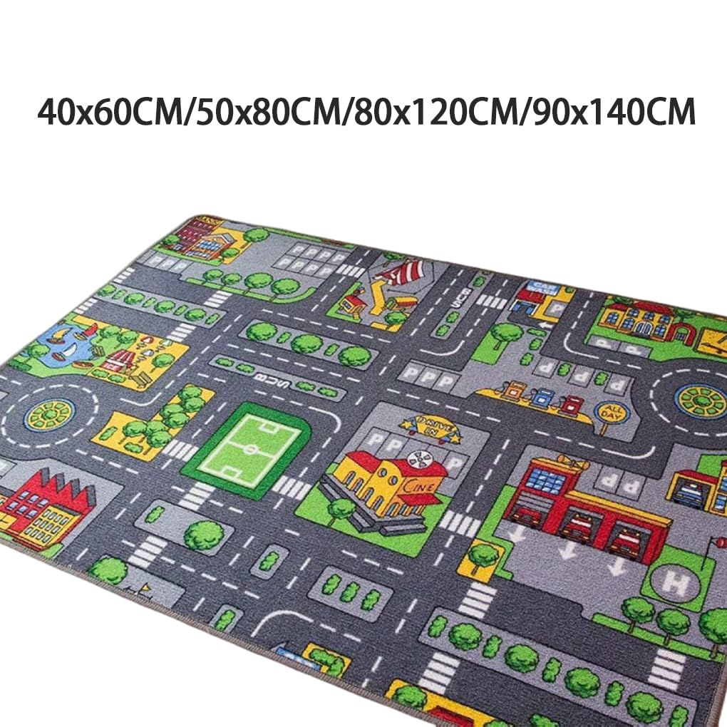 Auto Spielmatten für Kinder, pädagogischer Verkehrs,90x140cm | für die kindliche Entwicklung | Weiche Kinder Krabbelmatte, Plüsch Spielmatte