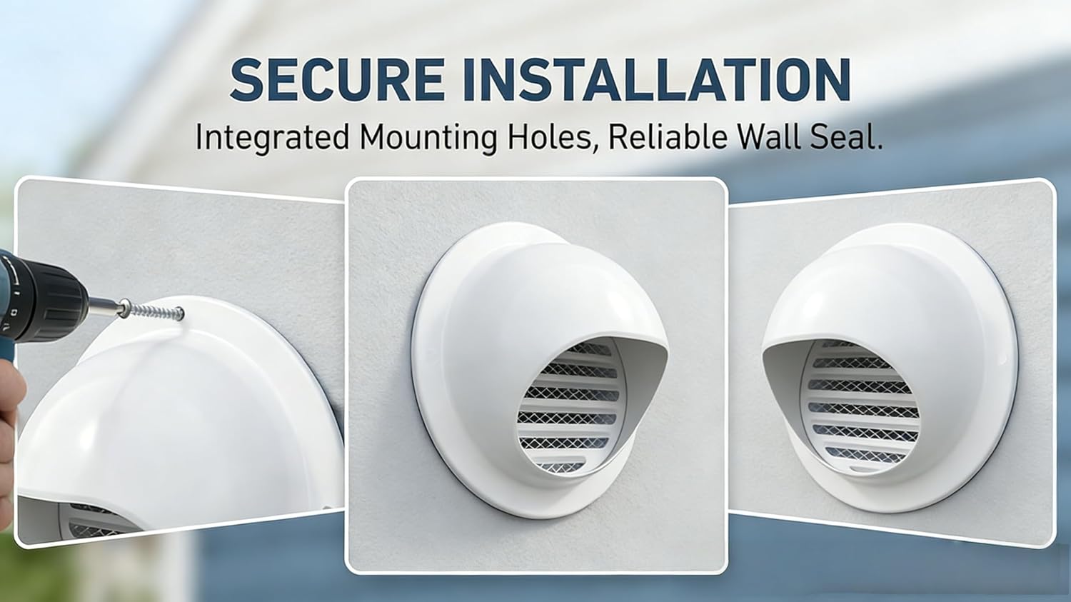 3 Inch Wall Vent Cover Stainless Steel Round Exhaust Grille Ventilation Outlet Wall Air Vent Dryer Hood External Extractor White Paint