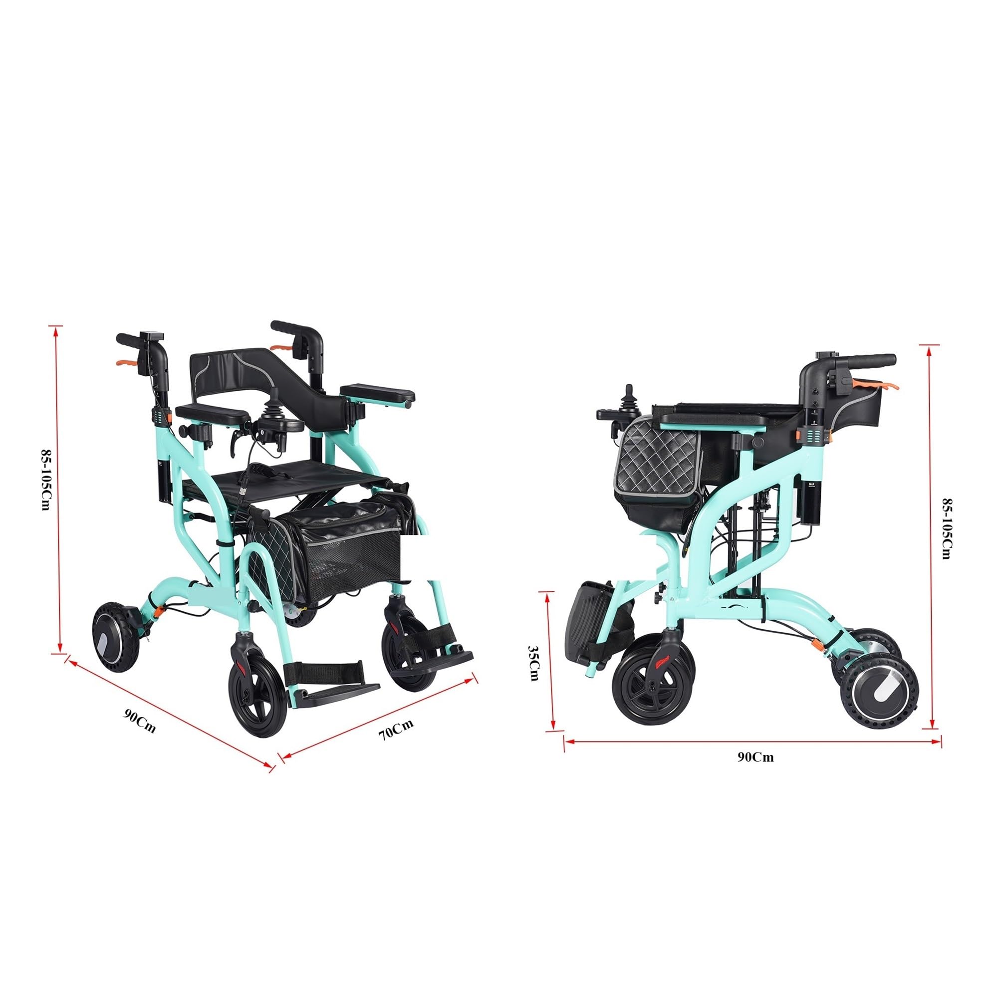 Assistenza Sanitaria Sedia A Rotelle Elettrica Pieghevole Leggera A 4 Ruote Carrello Esterno For Anziani Elettrico For Mobilità Rollater Walker Mobilità Confortevole Fluida(Black)