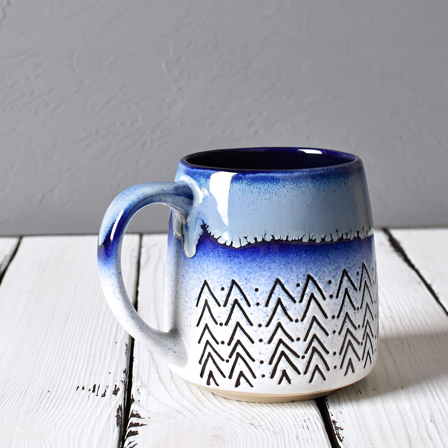 Bosmarlin Large Ceramic Coffee Mug Set of 2, 16 Oz, Blue Big Stoneware Tea Cup for Office and Home, Dishwasher and Microwave Safe (Blue, 2) - Image 6