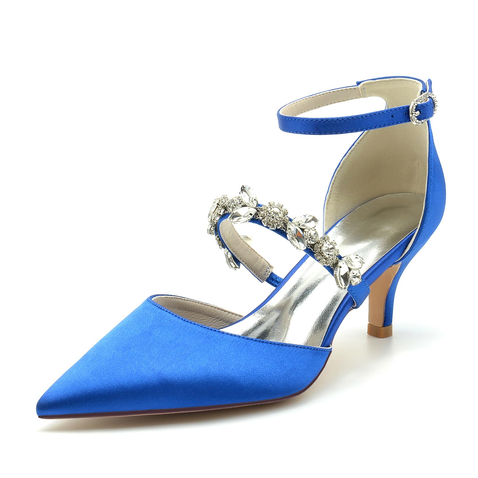 Scarpe da Sposa da Donna Cinturino alla Caviglia Scarpe Donna con Tacco Scarpe da Sposa con Tacco Medio,Royal Blue,39 EU