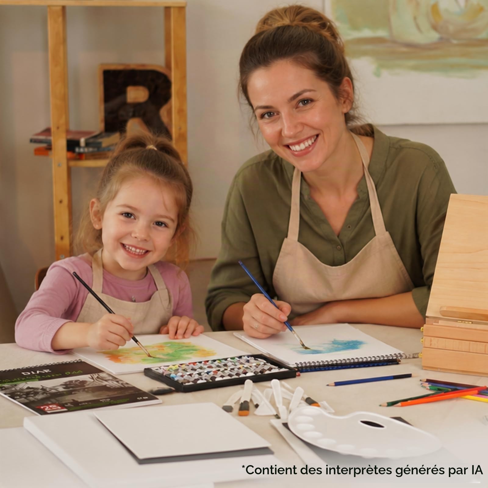 DJAR Kit Peinture Acrylique 87 Pièces avec Chevalet de Table à 3 Tiroirs, Set Artistique Complet avec 24 Couleurs, Toiles et Carnet de Croquis