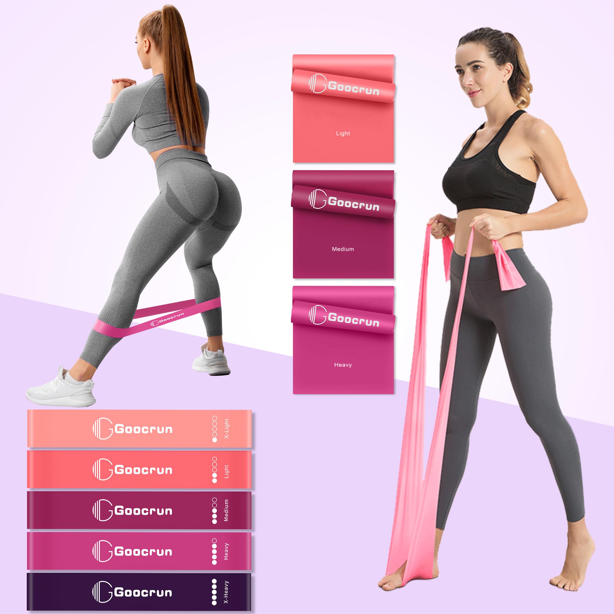 Goocrun Ensemble d'anneaux de pilates avec bandes de résistance, balle de Pilates, disques coulissants – Équipement d'entraînement à domicile avec guide de fitness complet (français non garanti)