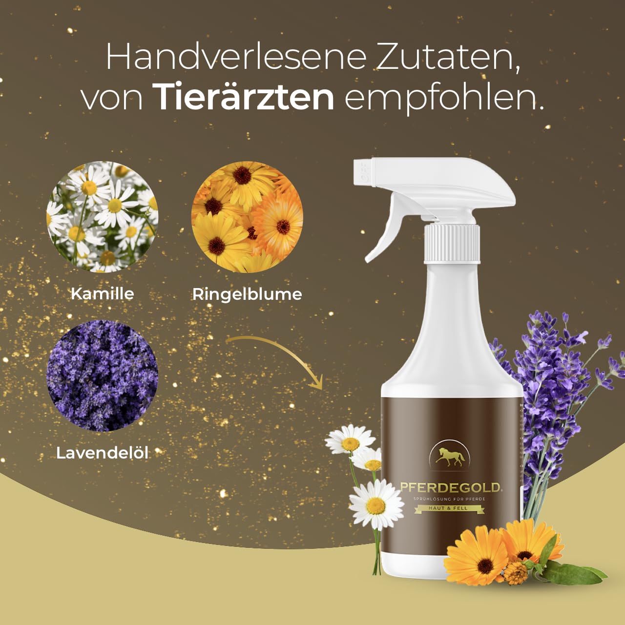 Haut & Fell Spray 1L - Natürliche Fellpflege für Pferde - Gegen Juckreiz - Feuchtigkeitsspendend - Pferde Zubehör - Dopingfrei - Made in Germany
