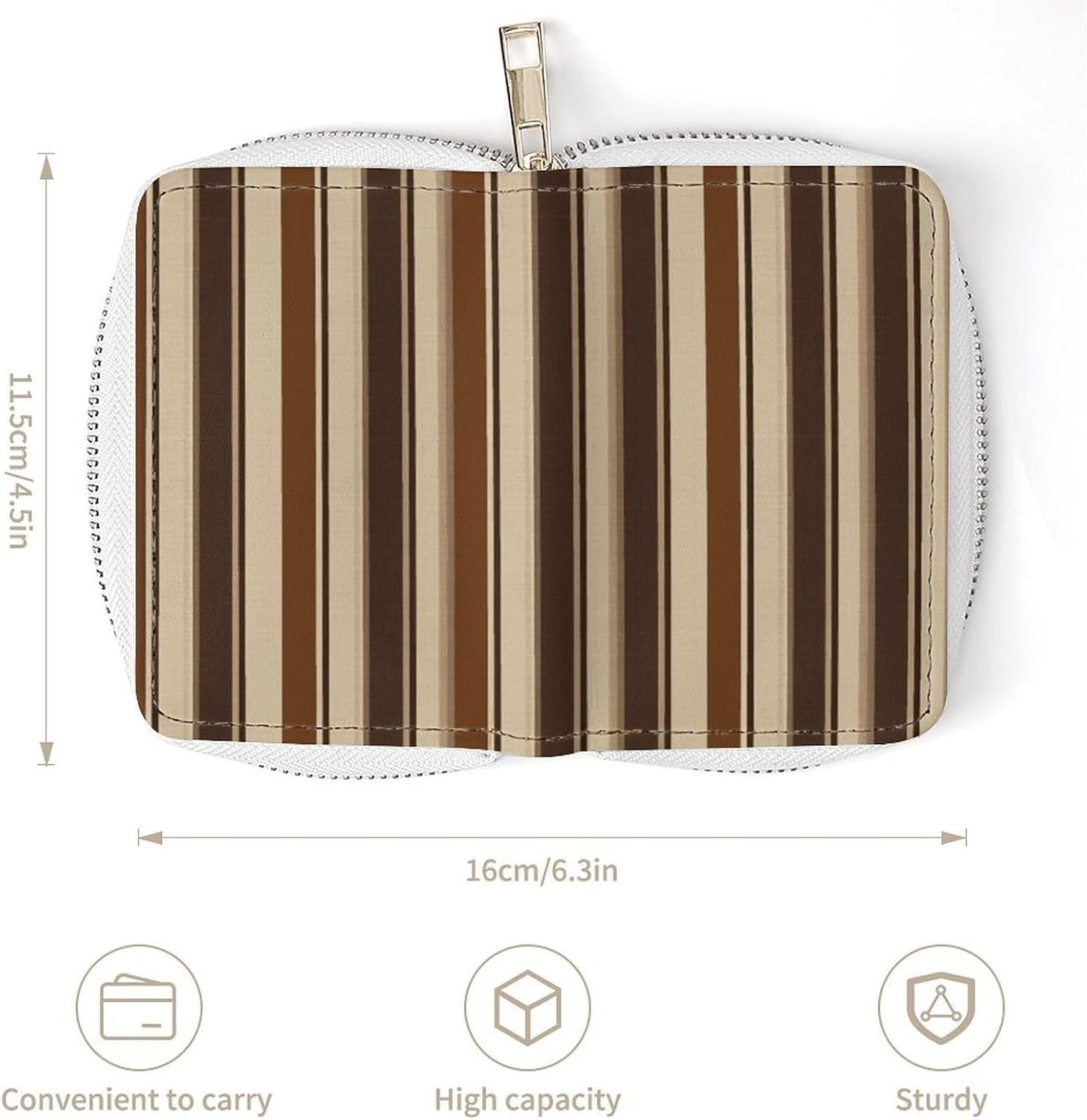 Brown Stripe Card Holder RFID Blocking,Credit Card Wallet for Women And Men,Card Case Organizer Bag with Zipper