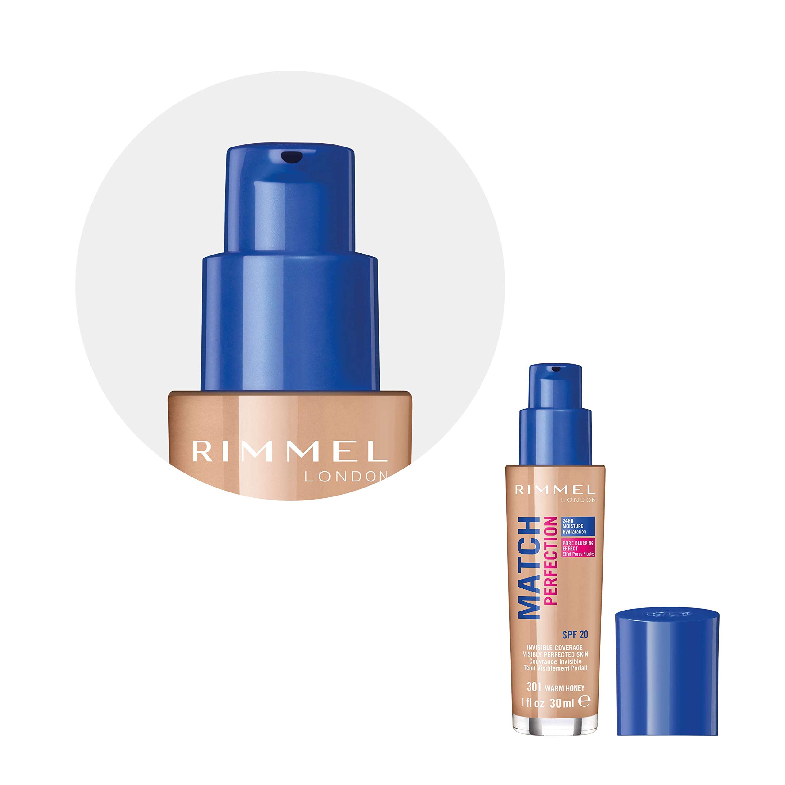 Rimmel Match Perfection Foundation 301 Warm Honey, Medium Coverage, 24hr Hydration, No Caking or Creasing, Lightweight, Reduces Imperfections, Invisible Coverage, SPF20, Cruelty Free — view 10