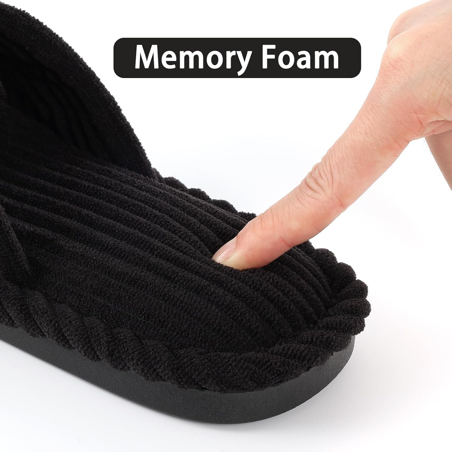 Evshine House Slippers for Women Memory Foam Bedroom Slippers Corduroy Open Toe Slides Shoes Indoor and Outdoor - Image 5