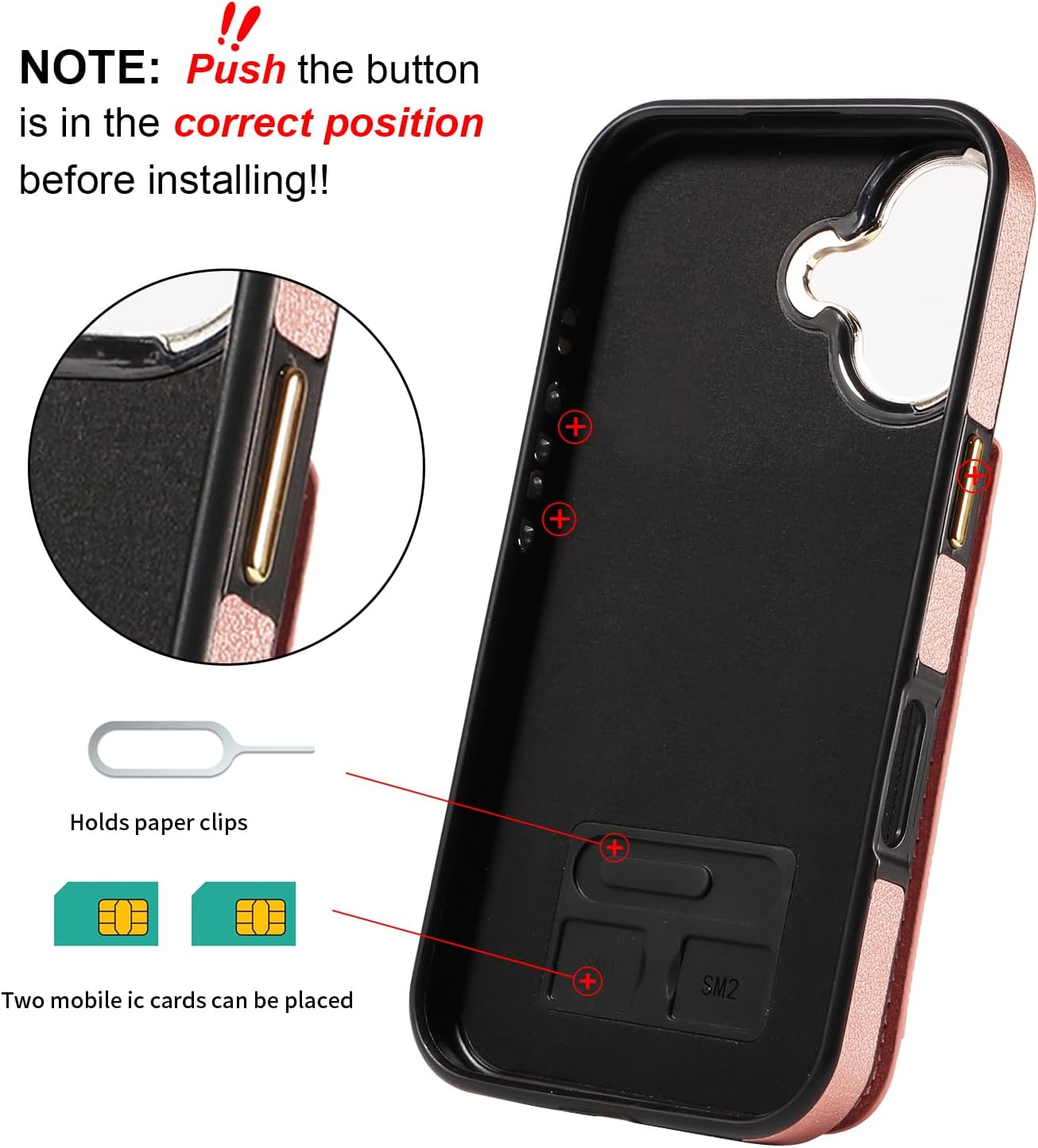 S. Tedazo for iPhone 17 Wallet Case with Credit Card Holder Ring Stand, RFID Blocking Card Slots, Magnetic Clasp Flip PU Leather Fashion Shockproof Cover for iPhone 17-Rose Gold