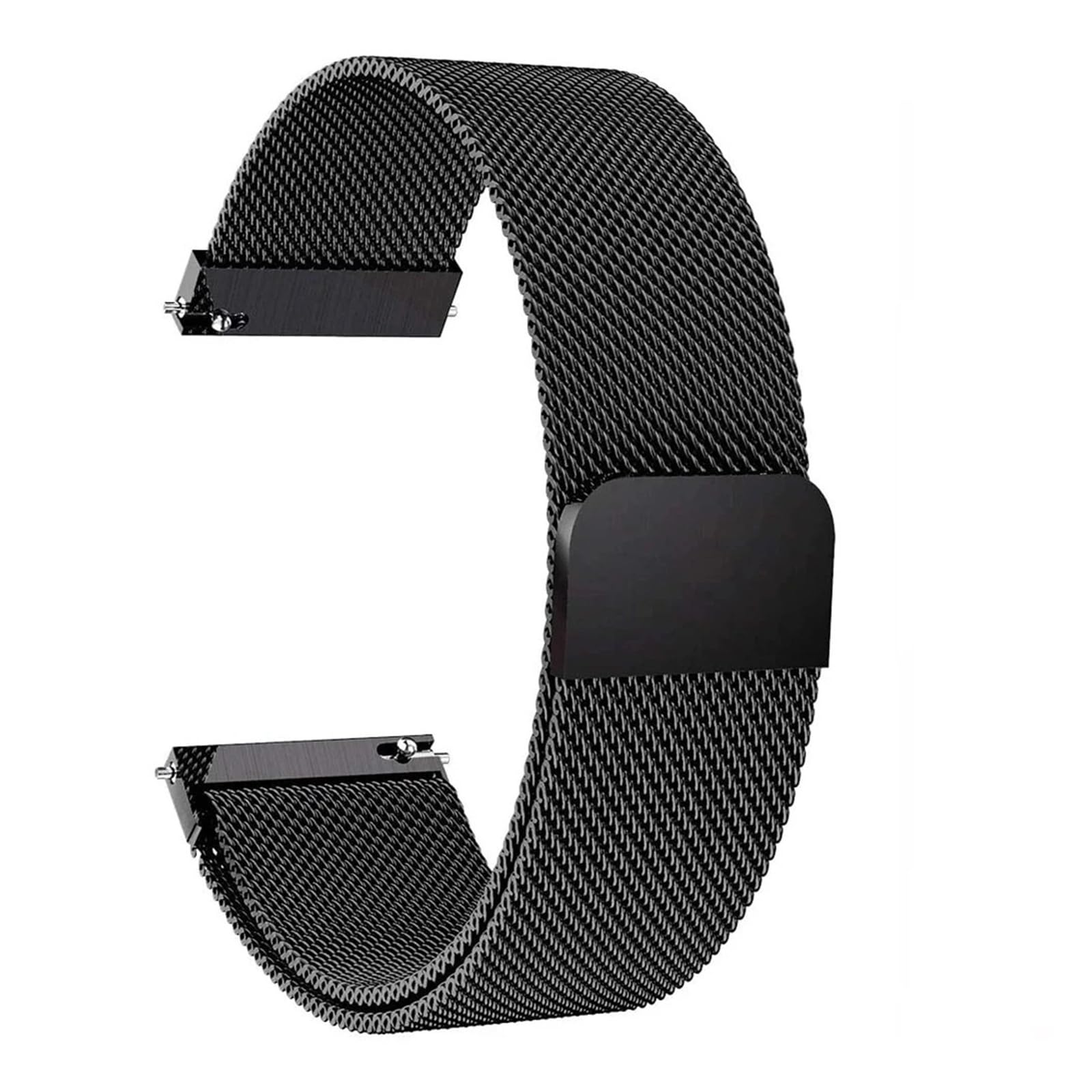 Bracelet milanais magnétique en métal 20 mm 22 mm à dégagement rapide pour Samsung Galaxy Watch 7 6 5 4 40 mm 44 mm Classic Active 2 GT (noir, 22 mm)