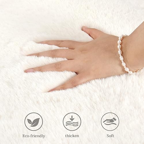 Miniatura 5 de Alfombra gris de lujo, 6 x 9 pulgadas, esponjosa, suave, de piel sintética de conejo, alfombra de piel sintética para sala de estar, alfombra