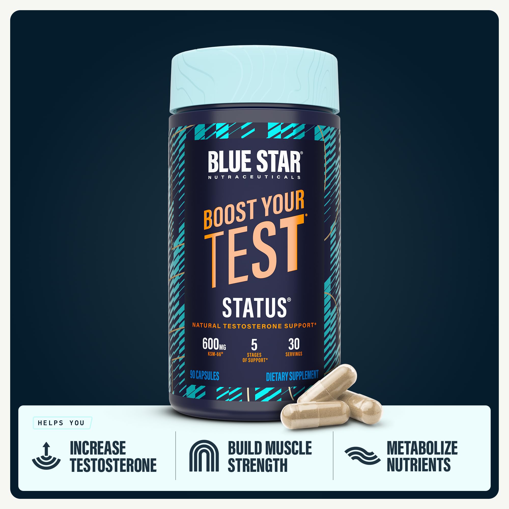 Blue Star Nutraceuticals Status Testosterone Support for Men, 30 Day Supply — Amazon image 2